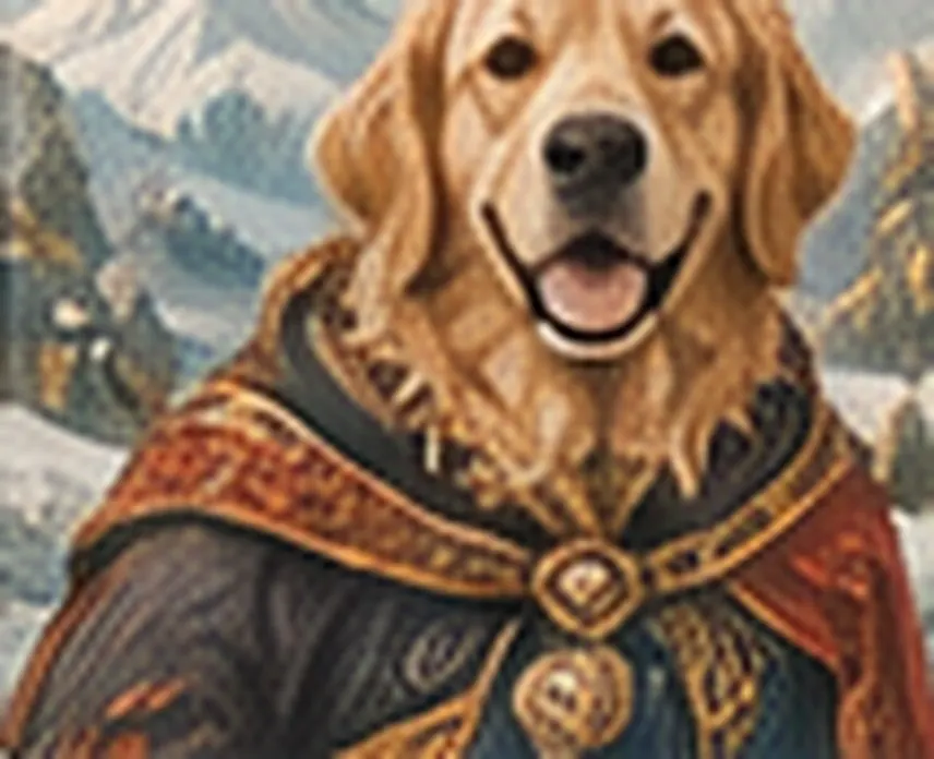 Sample art: Milo as a cloaked mountain guardian